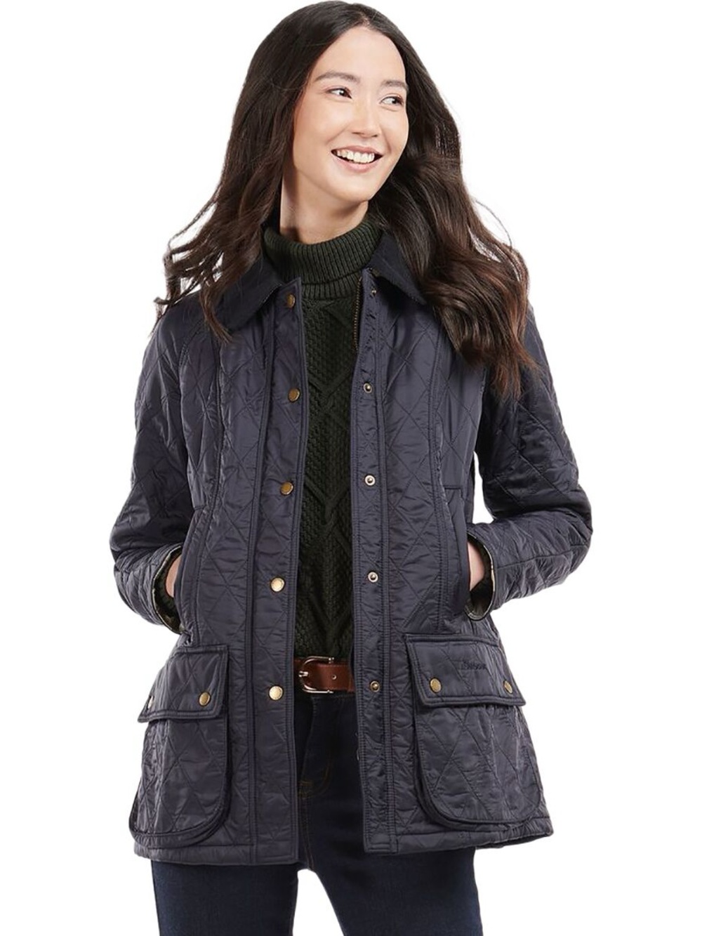 BARBOUR Beadnell Polarquilt Jacket in Navy - Women's Size 10